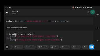 Python Program to Check if a Triangle with Given Angles is Possible | Triangle Validity Check