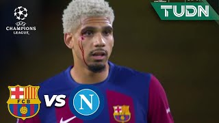 ¡DURO CHOQUE! Araújo tiene sangre | Barcelona 2-1 Napoli | UEFA Champions League 2023/24 - 8vos |