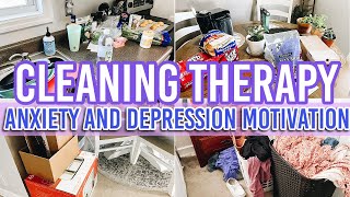 CLEAN WITH ME THROUGH MY ANXIETY AND DEPRESSION | REAL LIFE MESSY HOUSE CLEANING MOTIVATION