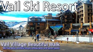 Walk Vail Ski Resort Colorado, USA - Beautiful relaxing walk through the Vail Village resort