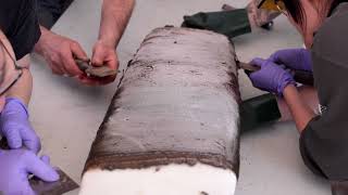 How did the research team collect sediment samples from Crawford Lake?