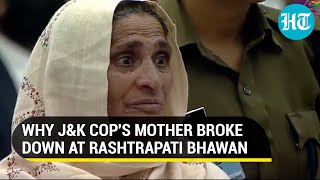 Watch: J\u0026K cop's mother in tears as her slain son receives Shaurya Chakra posthumously