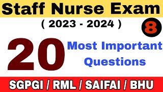 AIIMS NORCET NURSING OFFICER QUESTION PAPER 2023 | SGPGI SAIFAI STAFF NURSE Exam Preparation 2023 #8