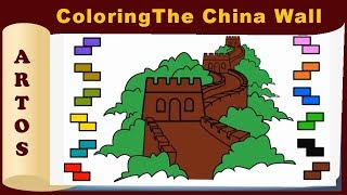 Step by Step how to color for kids | WONDERS of world Simple Coloring pages China Wall | Artos TV