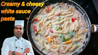 Creamy \u0026 cheesy white sauce pasta |How to Make White Sauce Pasta | Italian White Sauce Pasta