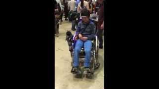 Maker Faire Tokyo 2014 controlling an electric wheelchair in EMG interface