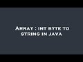 Array : int byte to string in java