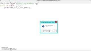 Program for multiplication table (Python Tutorial) (2018)