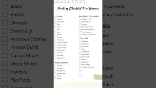 Travel packing Checklist for Women