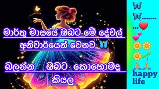 මාර්තු මාසයේ ඔයාට මේ දේවල් අනිවාර්යෙන් වෙනව කොහොමද කියල බලන්න 🦋🌏The message of the universe