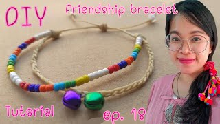 DIY เรียนถักสร้อยข้อมือเชือกเทียนลูกปัด 2 เส้น [Friendship Bracelet] ep 18