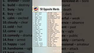 50 Opposite Words video #short #reel #english #languageocean