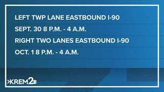 Traffic Alert: Overnight lane closures on I-90 in Spokane Valley begin Monday night