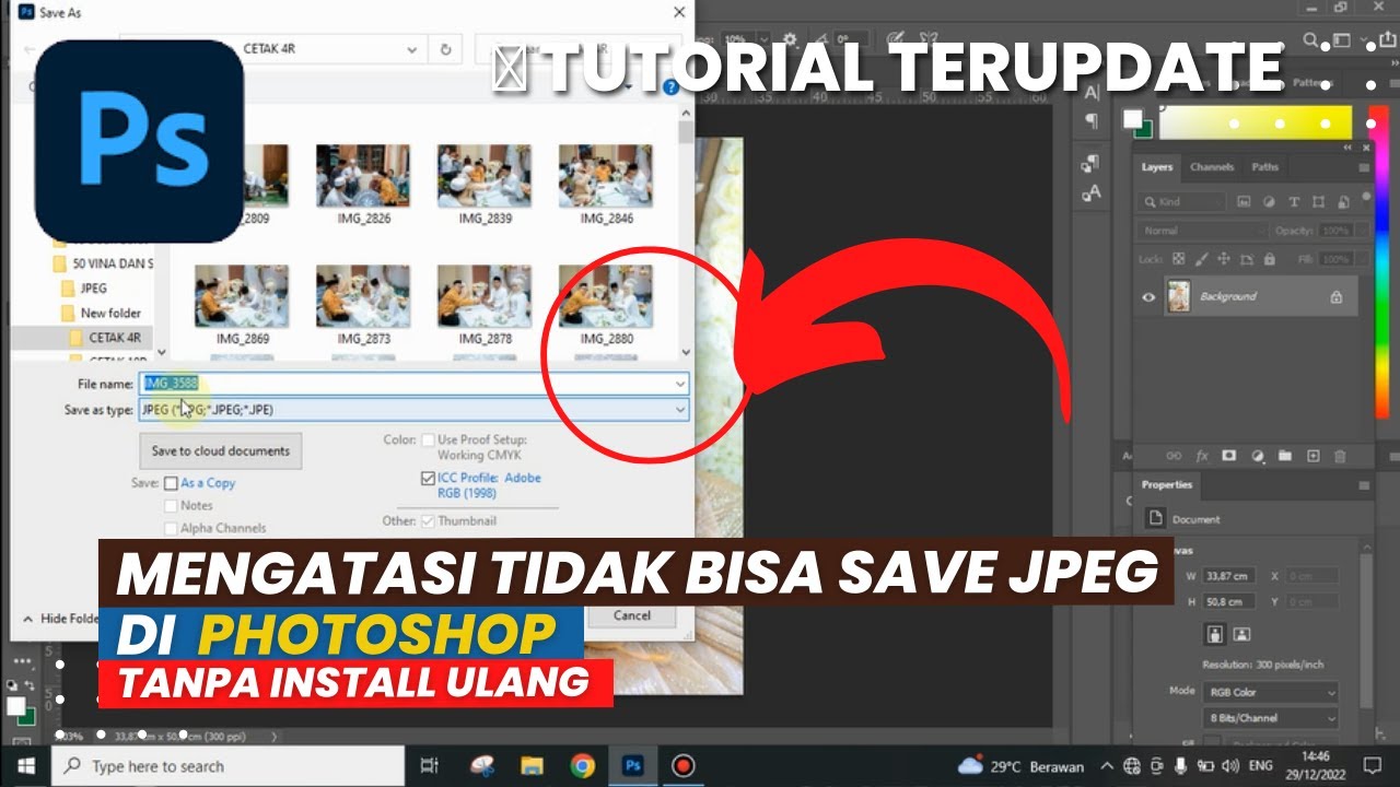 Cara Mengatasi Photoshop Tidak Bisa Simpan JPEG JPG - YouTube