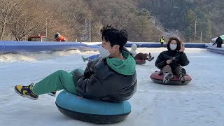 Vlog. It's my first time at a sledding slope like this. / sledding slope, Paju Outlet, barley rice)