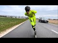 Inline skater VS. traffic -  68kph with Viktor Hald Thorup ( Doublepush technique )