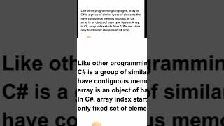 C# array Short | malayalam tutorial | Csharp programming language