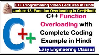 C++ Tutorial for Beginners - C++ Function Overloading with Complete Coding Example in Hindi
