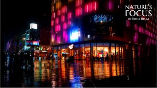 Sounds of light Rain in the Night city | City Sounds