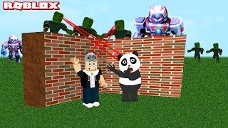 Zombi ve Canavar Robotlara Karşı Kale Yapıyoruz!! Panda ile Roblox Build \u0026 Survive!