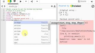 Python NumPy program to get the minimum and maximum array