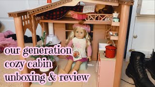 our generation cozy cabin unboxing and review!!