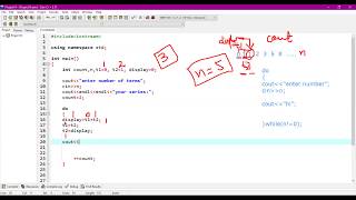 Lecture 12: do while loop | Fibonacci series using do while loop in C++