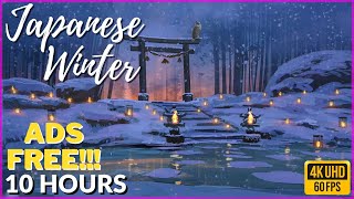 JAPANESE WINTER AMBIENCE - SAMURAI MUSIC - HANS ZIMMER - 10 HOURS - 4K 60FPS