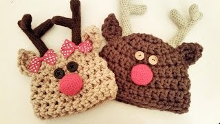 Gorro de Rudolf el Reno a Crochet ··· How to crochet a Rudolf the reindeer hat