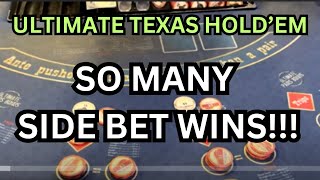 ULTIMATE TEXAS HOLD 'EM! SO MANY SIDEBET WINS! #poker #winning