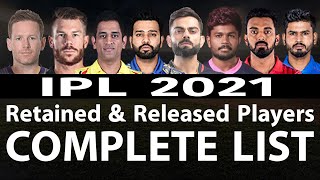 IPL 2021: Complete List Of Retained & Released Players | MI | RCB | CSK | DC | SRH | KKR | RR | KXIP
