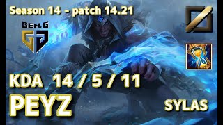 【KRサーバー/M1】Gen.G Peyz サイラス(Sylas) VS ヤスオ(Yasuo) MID - Patch14.21 KR Ranked【LoL】