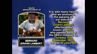 Bernard Girard Lambert ~ Short Obituary