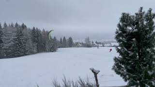 FIRST snowkite session - Fichtelberg