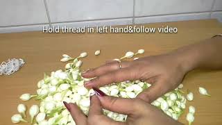 How to make jasmine garland/ മുല്ല മൊട്ടു മാല എങ്ങിനെ കെട്ടാം