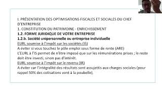 OPTIMISATIONS FISCALES ET SOCIALES DU CHEF D ENTREPRISE - 21/09/2023