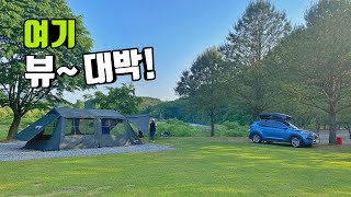 여기 뷰~가 대박 입니다 | 이번 캠핑은 영화 한편 찍은듯한 풍경에서  | korea camping | 와일드필드 오스카하우스 | 영월 당마루관광농원캠핑장