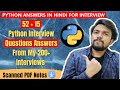 52+15 Python Developer Interview Questions Answers [Hindi+English] | Written Notes | 200+ Interviews