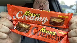 NEW! REESE'S Crunchy \u0026 Creamy Milk Chocolate Peanut Butter Cups Review! Team Creamy or Team Crunchy!