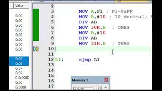 Assembly Lang. Program & Simulation of Code Conversion (Binary to BCD) using 8051 in KEIL IDE (0.20)