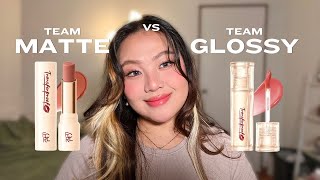 BATTLE OF THE TRANSFERPROOF LIPPIES | Focallure Matte Lipstick vs Focallure Glaze Shine Tint