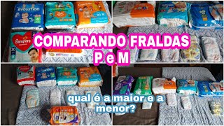 COMPARANDO TAMANHO DE FRALDAS | TAMANHOS  P e M  MARCAS DIFERENTES