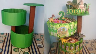 2in1| DIY | CANDY STAND | CANDY CAKE TOWER | DINOSAUR THEMED #diy #candycake #dinosaur