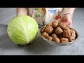 Cabbage with walnuts tastes better than meat! Healthy, simple and very tasty recipe!
