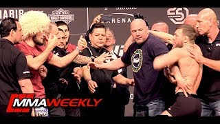 UFC 229 Khabib vs Conor McGregor Ceremonial Weigh-In Comes to Blows