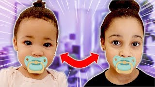 Copying Baby Sister for 24 Hours | FamousTubeKIDS