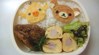 Rilakkuma Bento,Cooking:Rilakkuma♥Bento まるてんで簡単、リラックマ揚げないポークかつ弁当 リラックマキャラ弁4