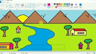 How to draw a SCENERY#MS-Paint#Computer 🎪