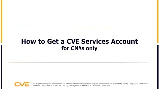 How to Get a CVE Services Account