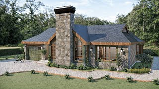 Cozy Modern Cottage: 13x15m (42x49 ft) Stone House with Garage Tour!